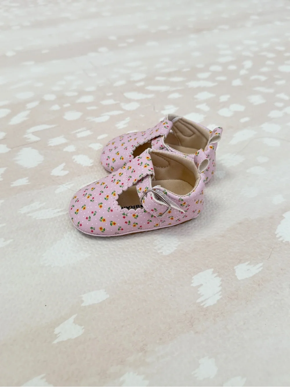 Lucky Brand Pink Floral Baby Mary Jane Shoes